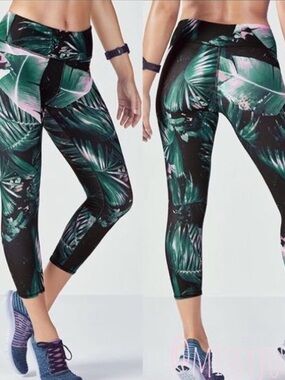 Fabletics Tropical Palm Print High-Waisted Leggings Size M